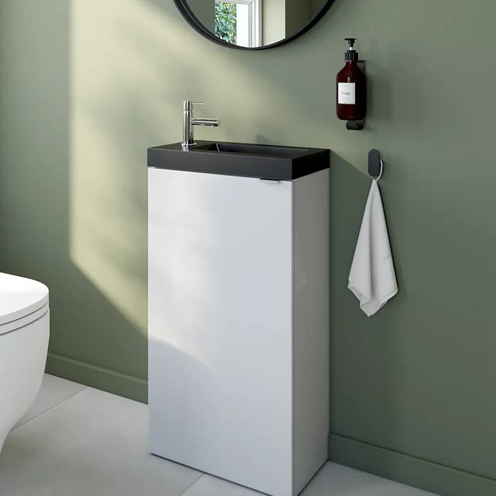 GoodHome Plan vasque lave-mains en résine noire l.44,2 x H.9,9 x P.23,2 cm Beni