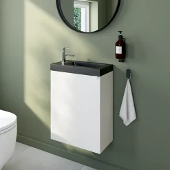 GoodHome Plan vasque lave-mains en résine noire l.44,2 x H.9,9 x P.23,2 cm Beni