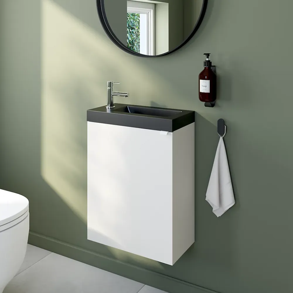 GoodHome Plan vasque lave-mains en résine noire l.44,2 x H.9,9 x P.23,2 cm Beni
