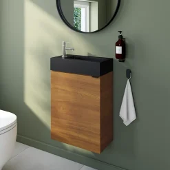 GoodHome Plan vasque lave-mains en résine noire l.44,2 x H.9,9 x P.23,2 cm Beni
