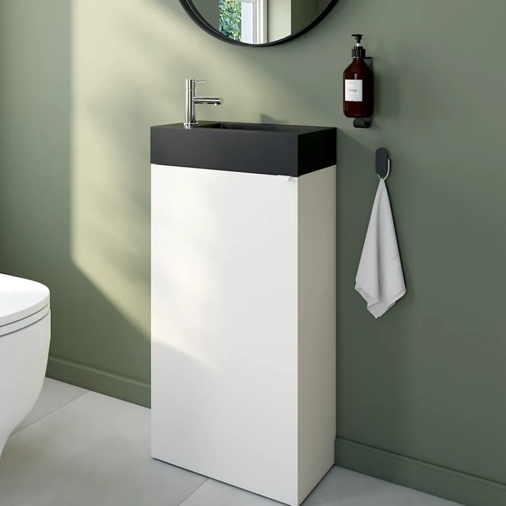 GoodHome Plan vasque lave-mains en résine noire l.44,2 x H.9,9 x P.23,2 cm Beni