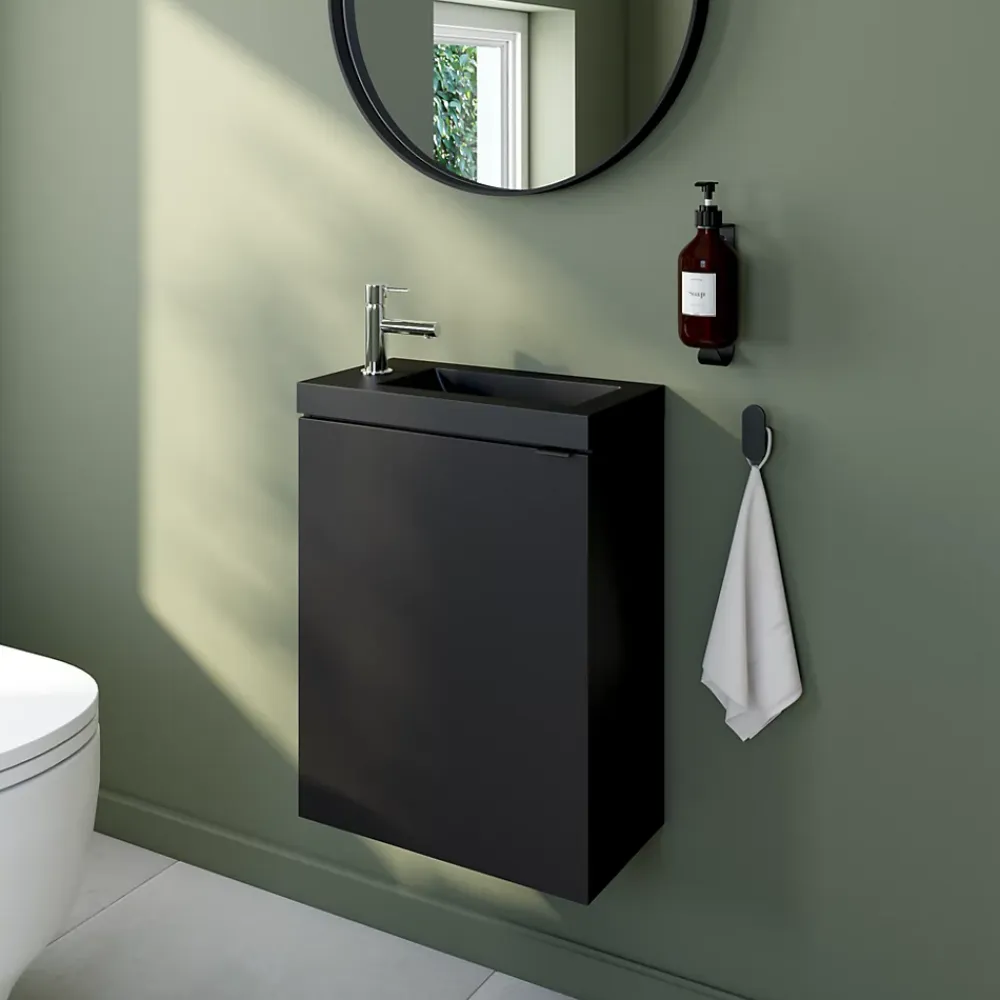 GoodHome Plan vasque lave-mains en résine noire l.44,2 x H.9,9 x P.23,2 cm Beni