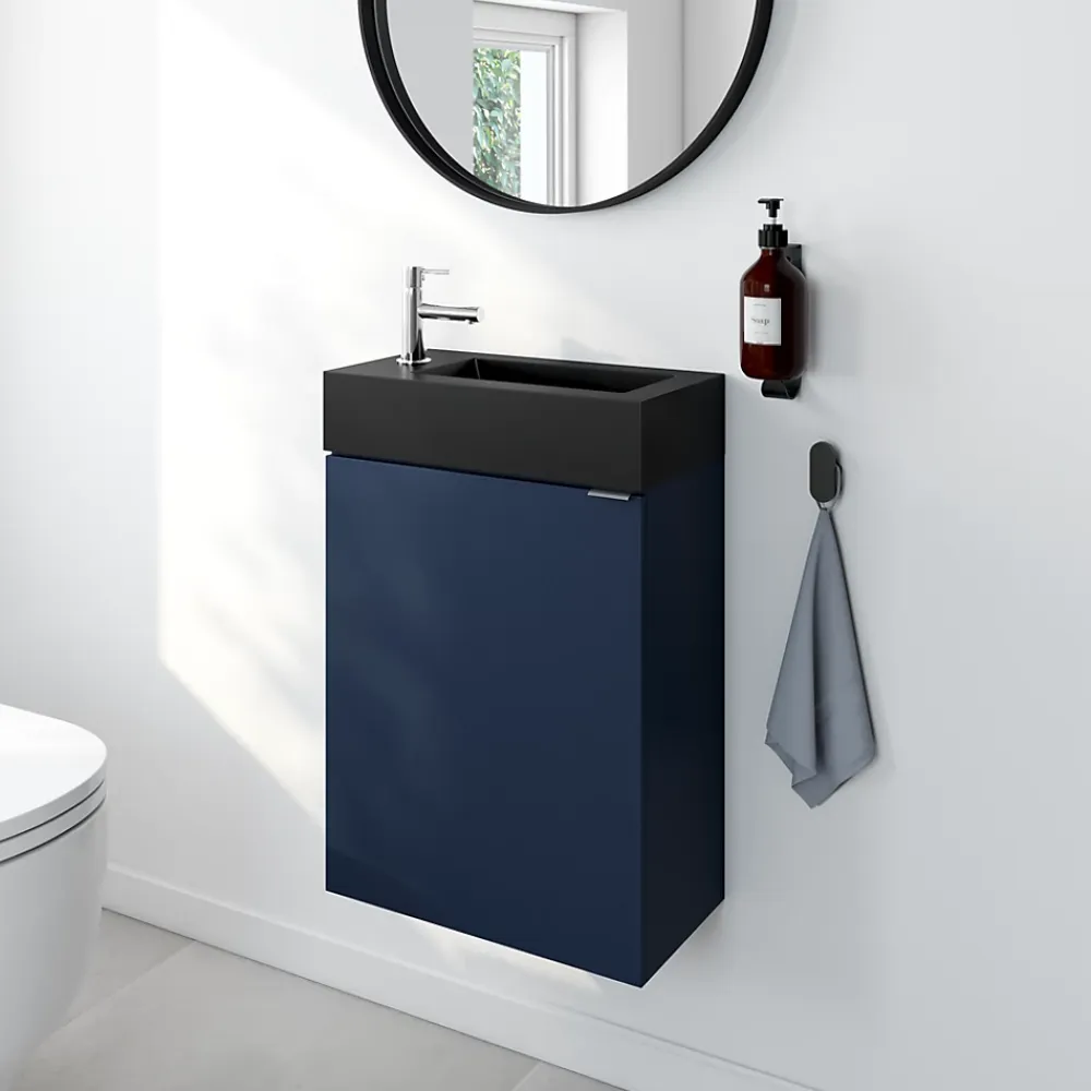 GoodHome Plan vasque lave-mains en résine noire l.44,2 x H.9,9 x P.23,2 cm Beni