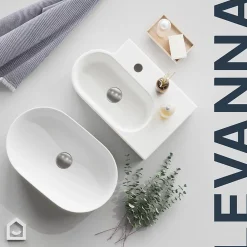 GoodHome Plan vasque lave-mains en céramique, l.47,5 x H.13,3 x P.29,5 cm, blanc, Levanna