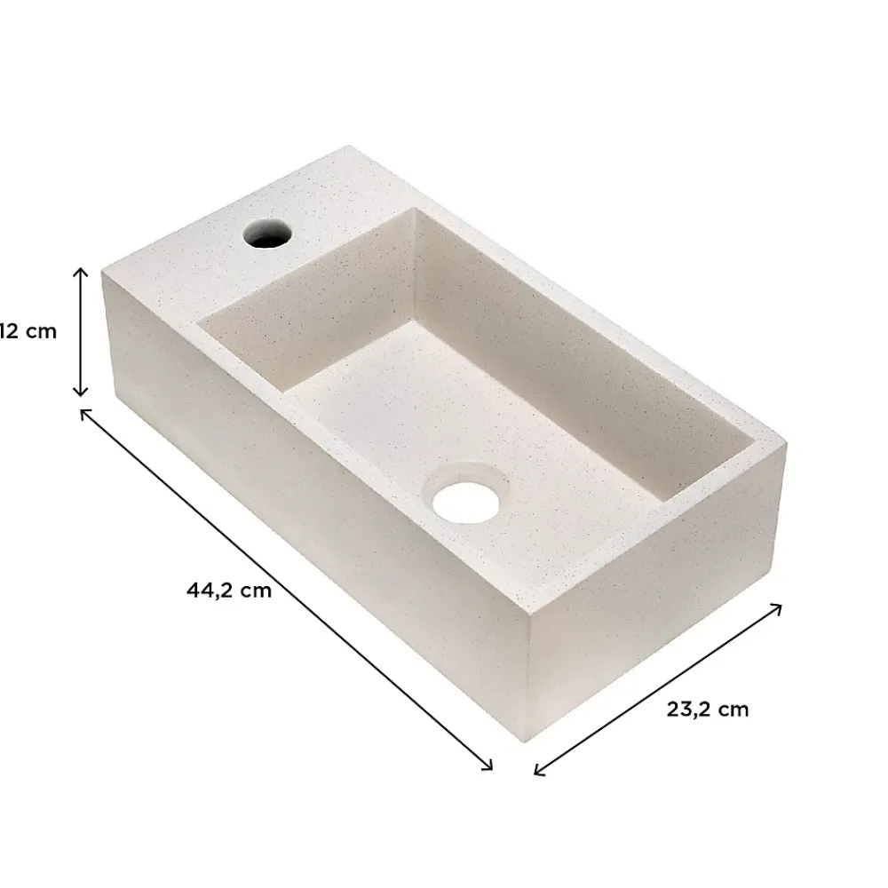 Plan Vasque Lave-Mains|Homesight Plan vasque lave-mains l.44,2 x H.12 x P.23,2 cm, béton moucheté,