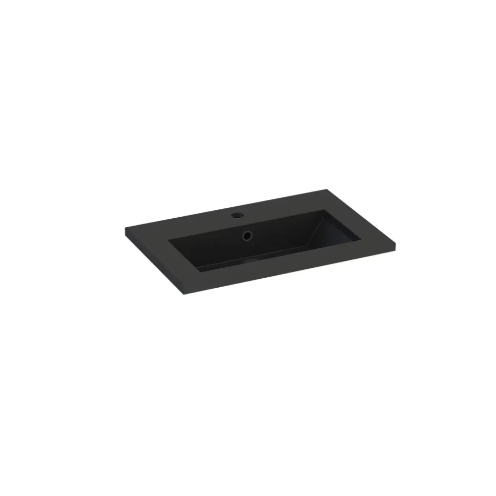 Plan Simple Vasque| Plan vasque noir en résine faible profondeur l.60 cm, Calao