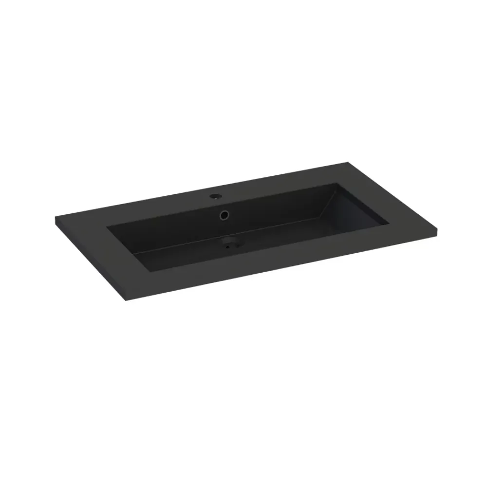 Plan vasque noir en résine l.90 cm, Calao