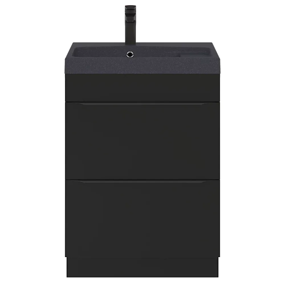 Plan Simple Vasque|GoodHome Plan vasque noir en résine l.60 cm Mila
