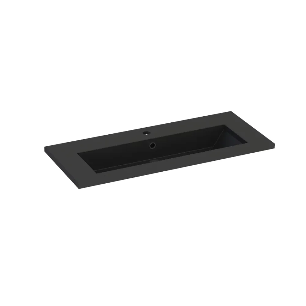 Plan vasque noir en résine faible profondeur l.90 cm, Calao
