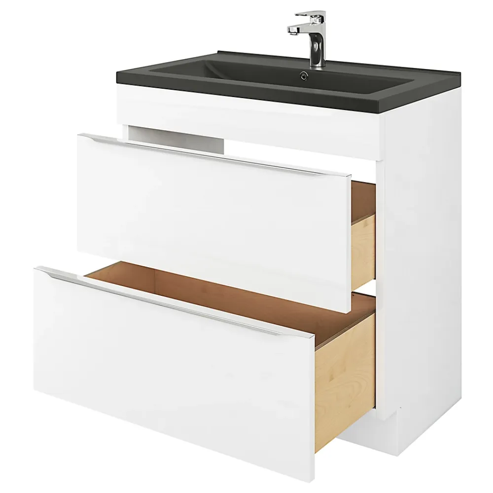 Plan Simple Vasque|GoodHome Plan vasque noir Nira 80 cm