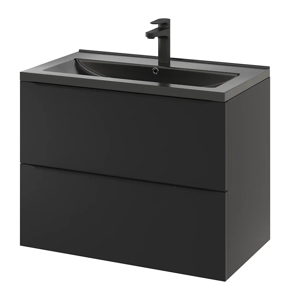 Plan Simple Vasque|GoodHome Plan vasque noir Nira 80 cm