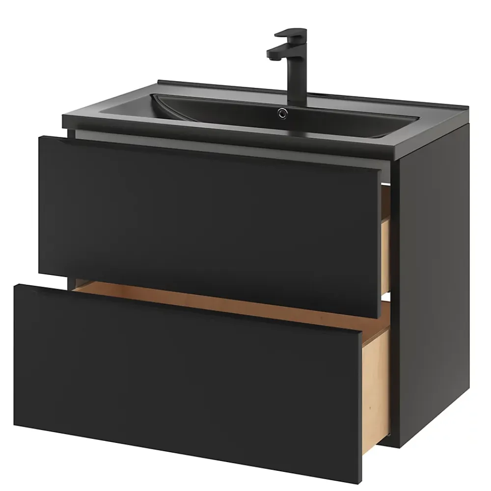 Plan Simple Vasque|GoodHome Plan vasque noir Nira 80 cm
