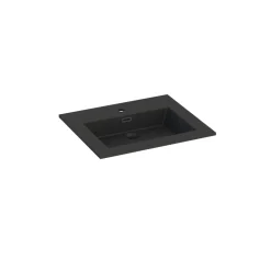Plan Simple Vasque| Plan vasque noir mat en résine l.60 cm, Pamili