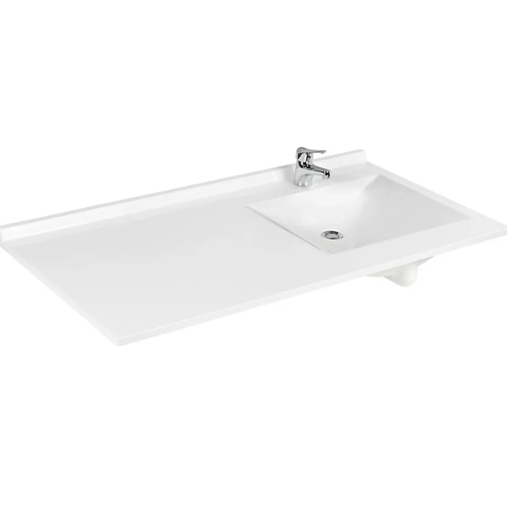 Plan Simple Vasque|Cuisibane Plan vasque RESIPLAN - 124 cm avec vasque déportée à droite