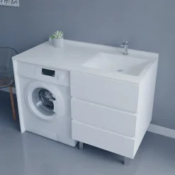 Plan Simple Vasque|Cuisibane Plan vasque RESIPLAN - 124 cm avec vasque déportée à droite