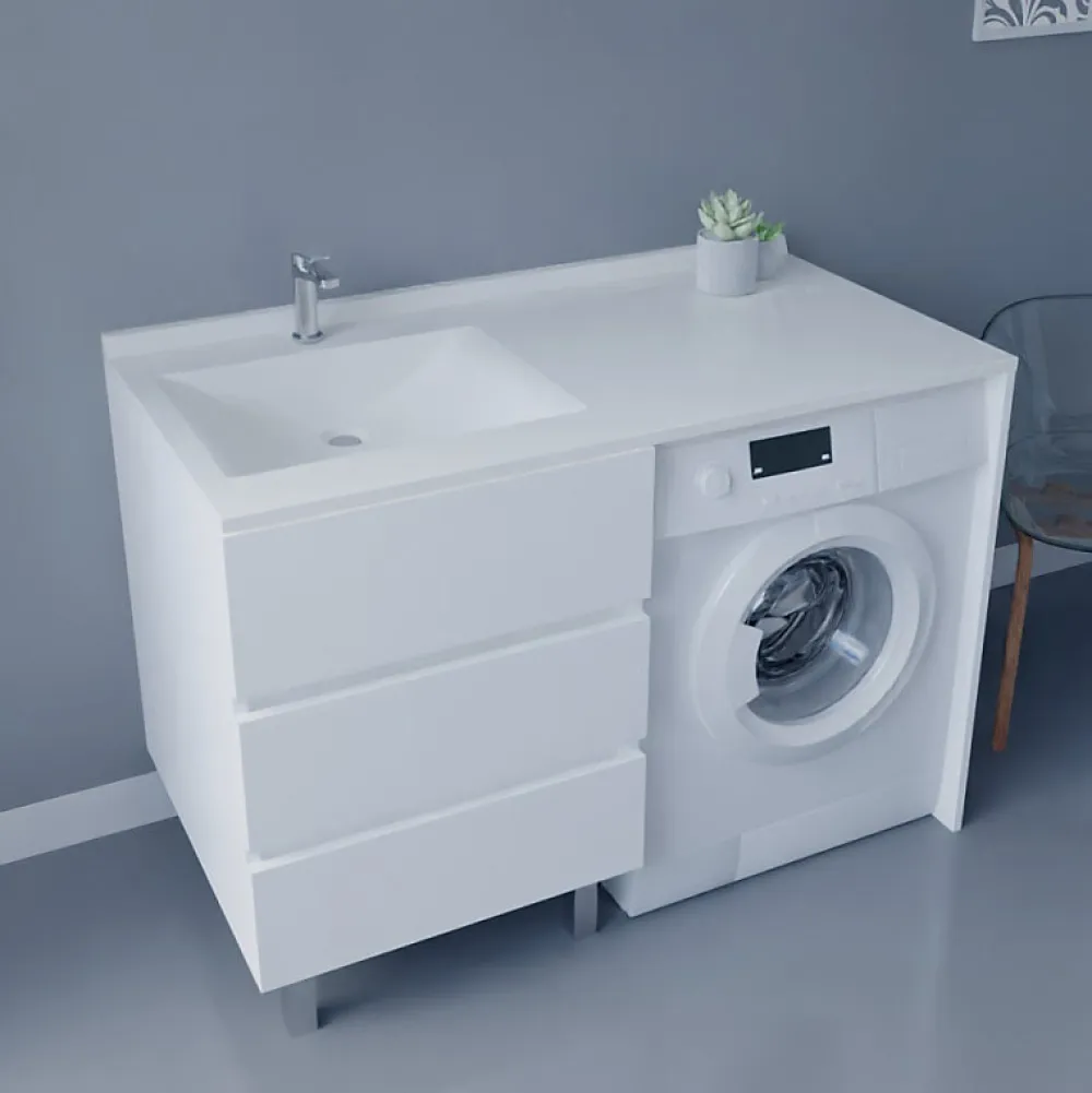 Cuisibane Plan vasque RESIPLAN - 124 cm avec vasque déportée à gauche