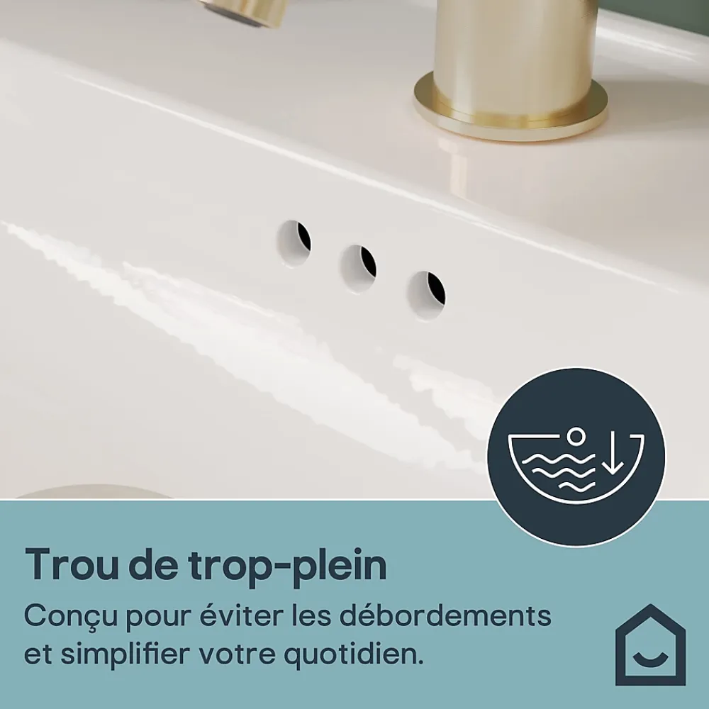 Plan Simple Vasque|GoodHome Plan vasque simple blanc en céramique l.80 cm, Endell