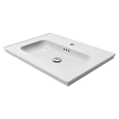 GoodHome Plan vasque simple blanc en céramique l.60 cm, Endell