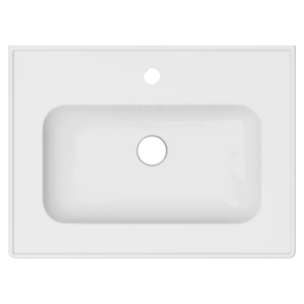 GoodHome Plan vasque simple blanc en céramique l.60 cm, Endell