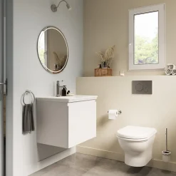 GoodHome Plan vasque simple blanc en céramique l.60 cm, Endell