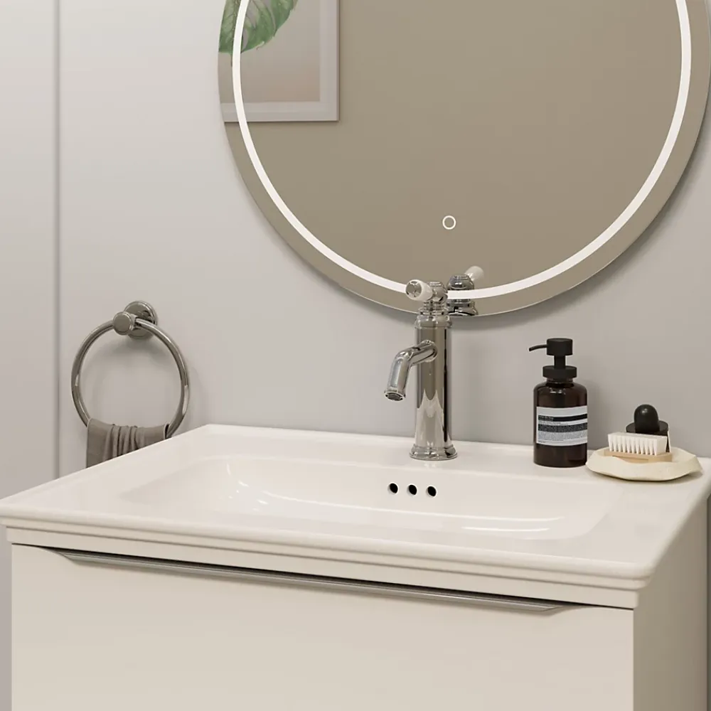 GoodHome Plan vasque simple blanc en céramique l.60 cm, Endell