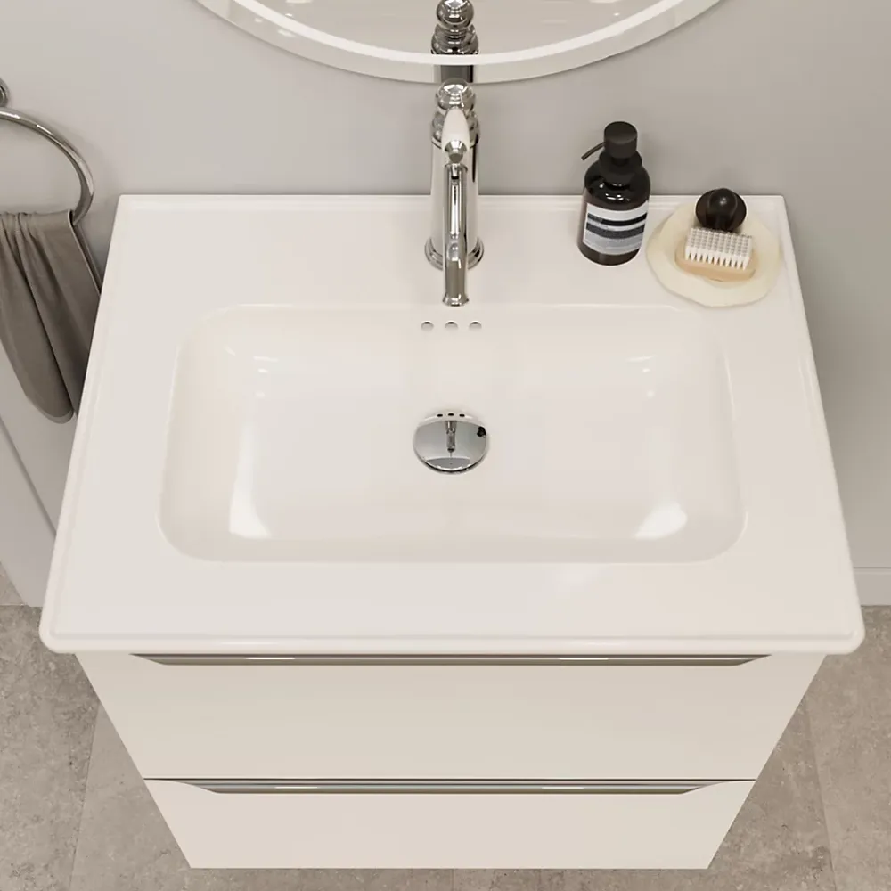 GoodHome Plan vasque simple blanc en céramique l.60 cm, Endell
