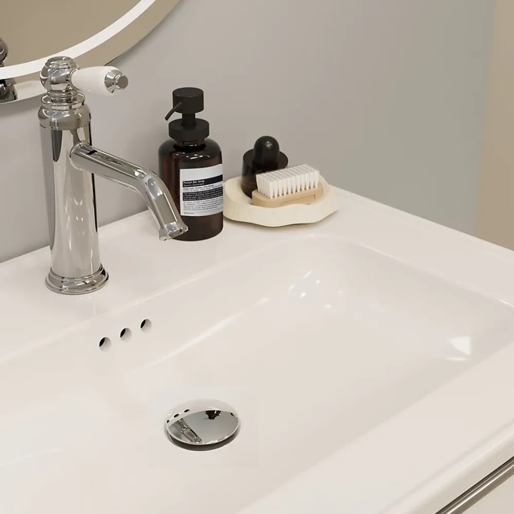 GoodHome Plan vasque simple blanc en céramique l.60 cm, Endell