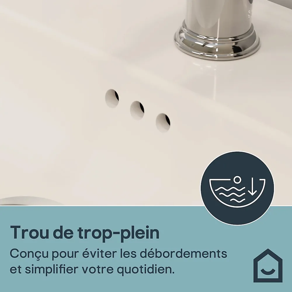 GoodHome Plan vasque simple blanc en céramique l.60 cm, Endell