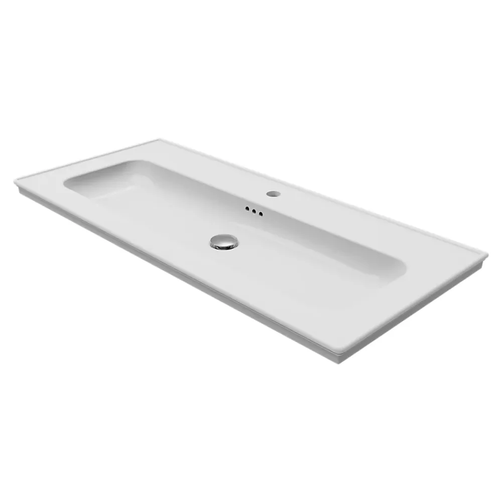 Plan Simple Vasque|GoodHome Plan vasque simple blanc en céramique l.100 cm, Endell