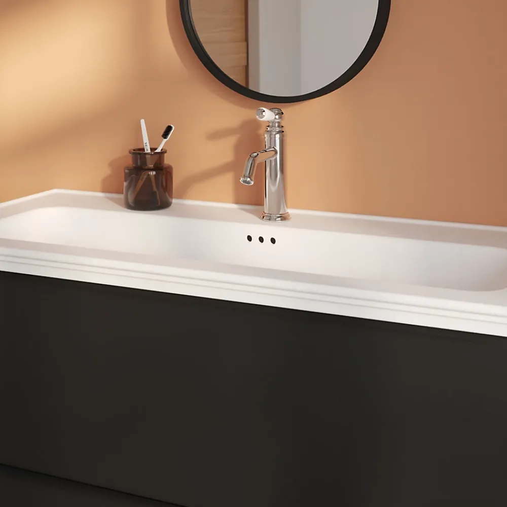 Plan Simple Vasque|GoodHome Plan vasque simple blanc en céramique l.100 cm, Endell