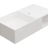 Plan Simple Vasque|Vente-unique Plan vasque suspendu en solid surface avec niche - Blanc - L80 x l40 x H20 cm - GOYOKO