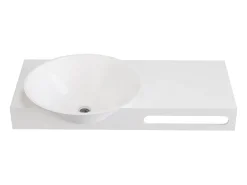 Vente-unique Plan vasque suspendu en solid surface avec porte serviettes - Blanc - L100 x l54 x H20 cm - YUMIKO