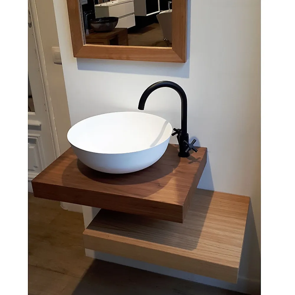 Sanycces Plan vasque suspendu ZERO pour salle de bain design noyer 45 x 120 cm