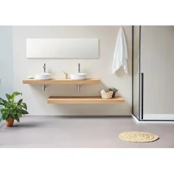 Sanycces Plan vasque suspendu ZERO pour salle de bain design chêne 52 x 60 cm