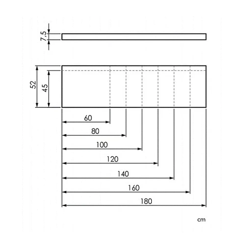 Sanycces Plan vasque suspendu ZERO pour salle de bain design noyer 45 x 160 cm