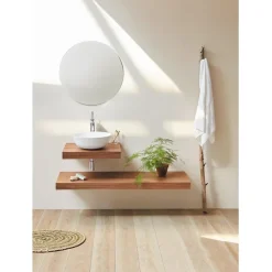 Sanycces Plan vasque suspendu ZERO pour salle de bain design noyer 45 x 60 cm