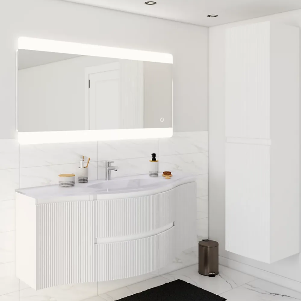 Plan vasque verre Vague version centre 138 cm