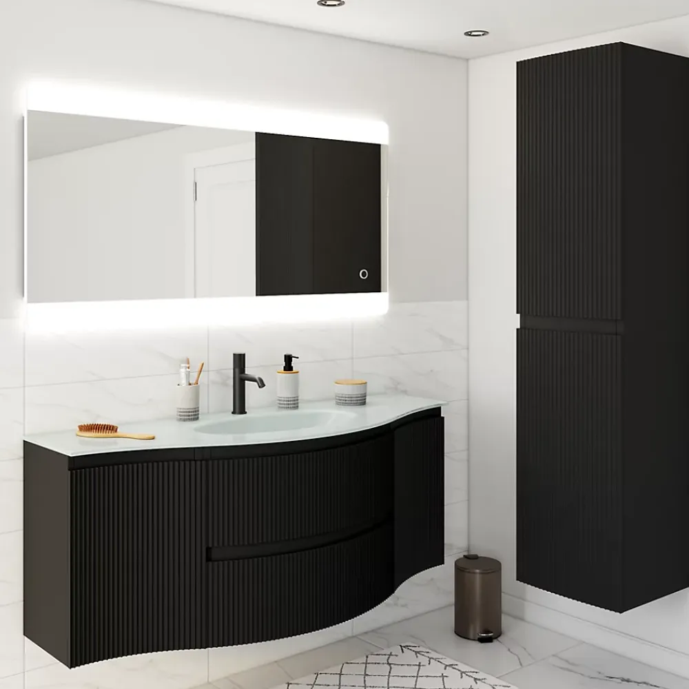 Plan vasque verre Vague version centre 138 cm
