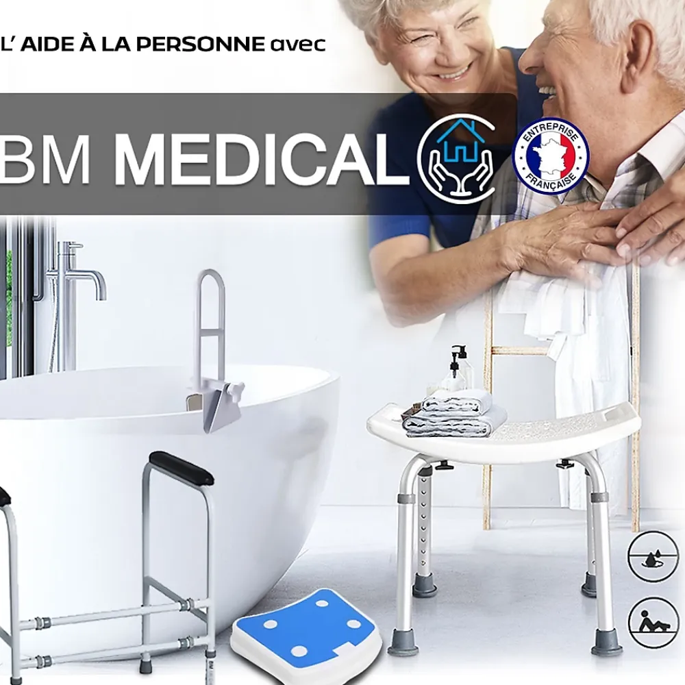 Bm Medical Planche de bain Bm Médical PB-10-B - réglable en largeur avec poignée intégrée, aide à se baigner en toute autonomie