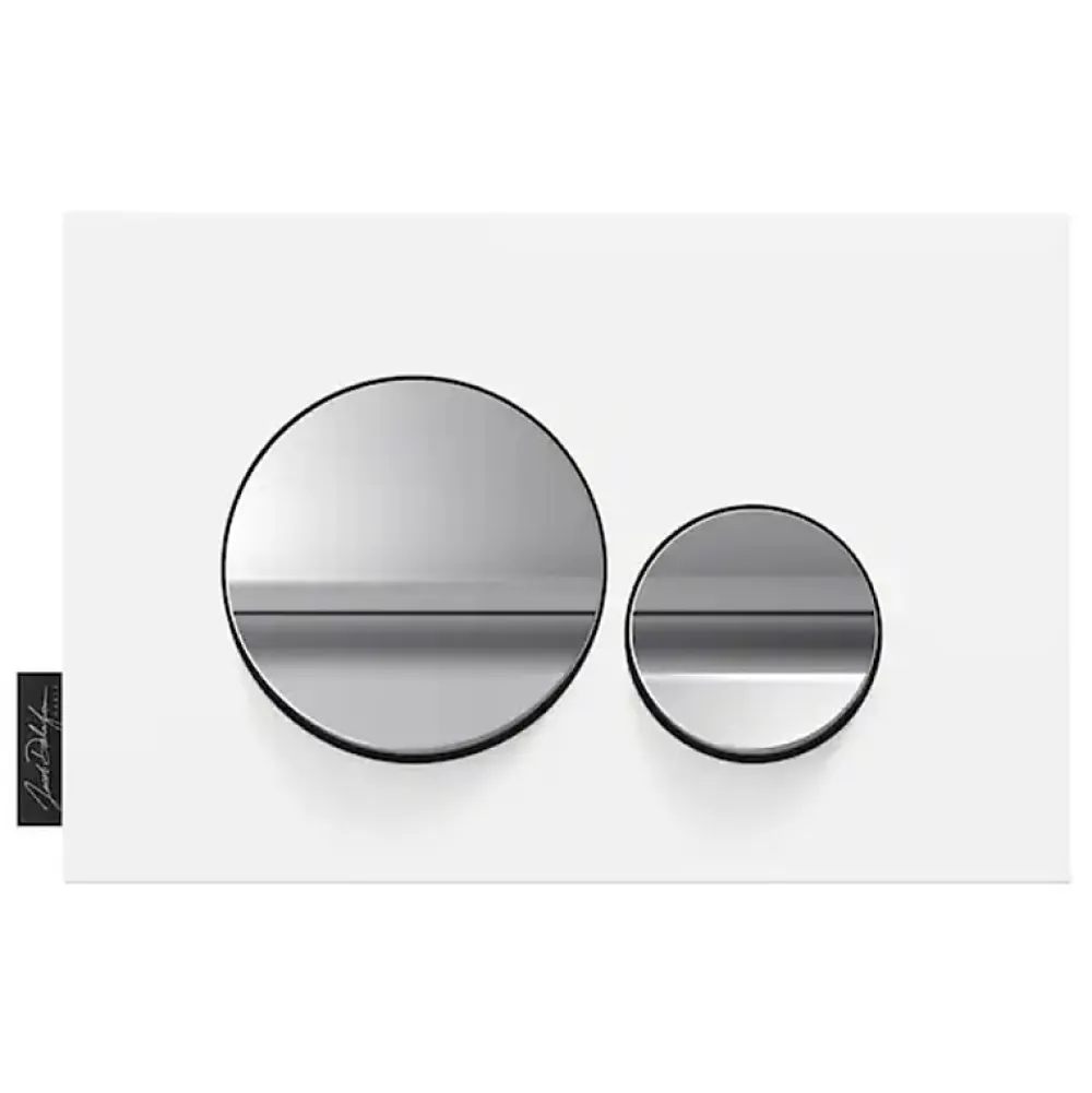Wc Suspendu|Jacob Delafon Plaque de commande , double touches rondes Chrome brillant/Blanc mat