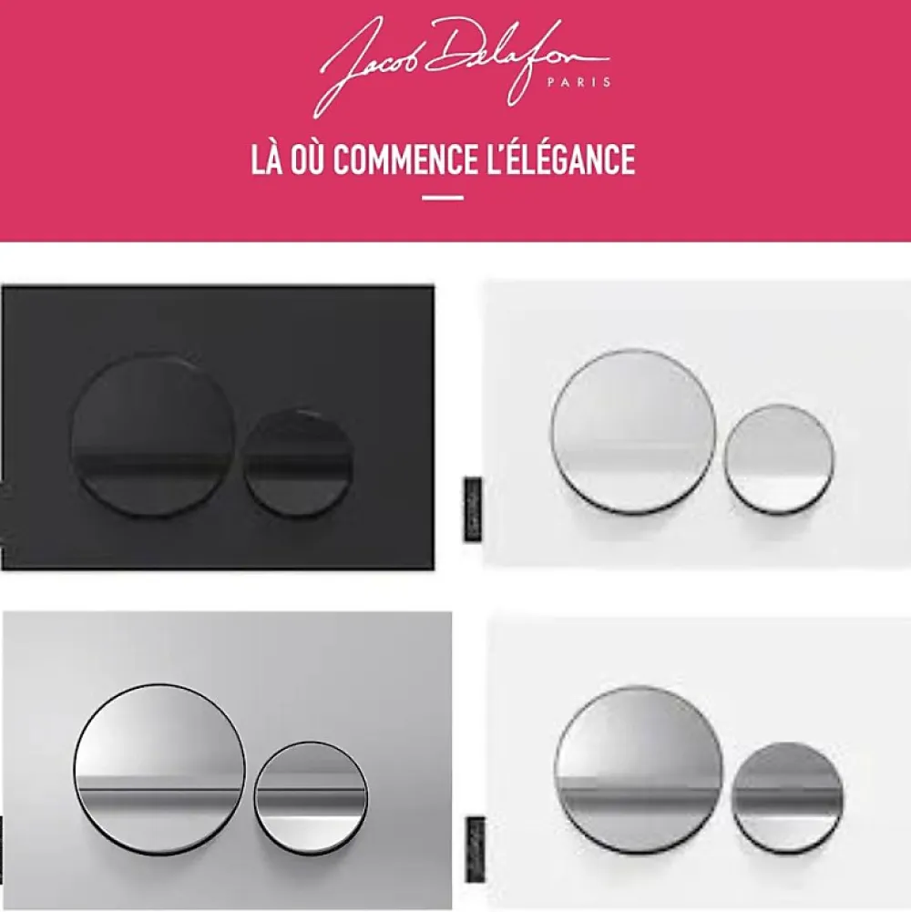 Wc Suspendu|Jacob Delafon Plaque de commande , double touches rondes Chrome brillant/Blanc mat
