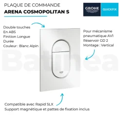 Grohe Plaque de commande WC Arena Cosmopolitan S Blanc alpin