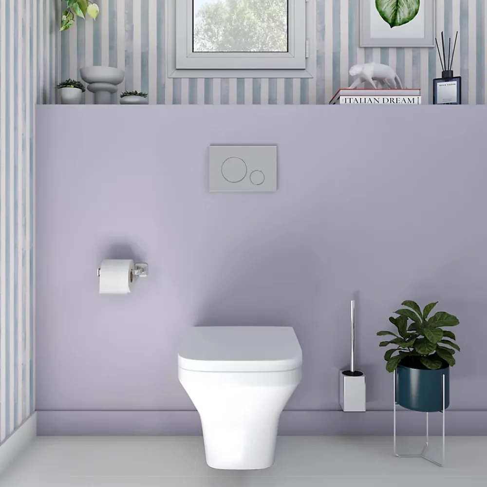 Wc Suspendu|GoodHome Plaque de déclenchement WC double touche chrome mat