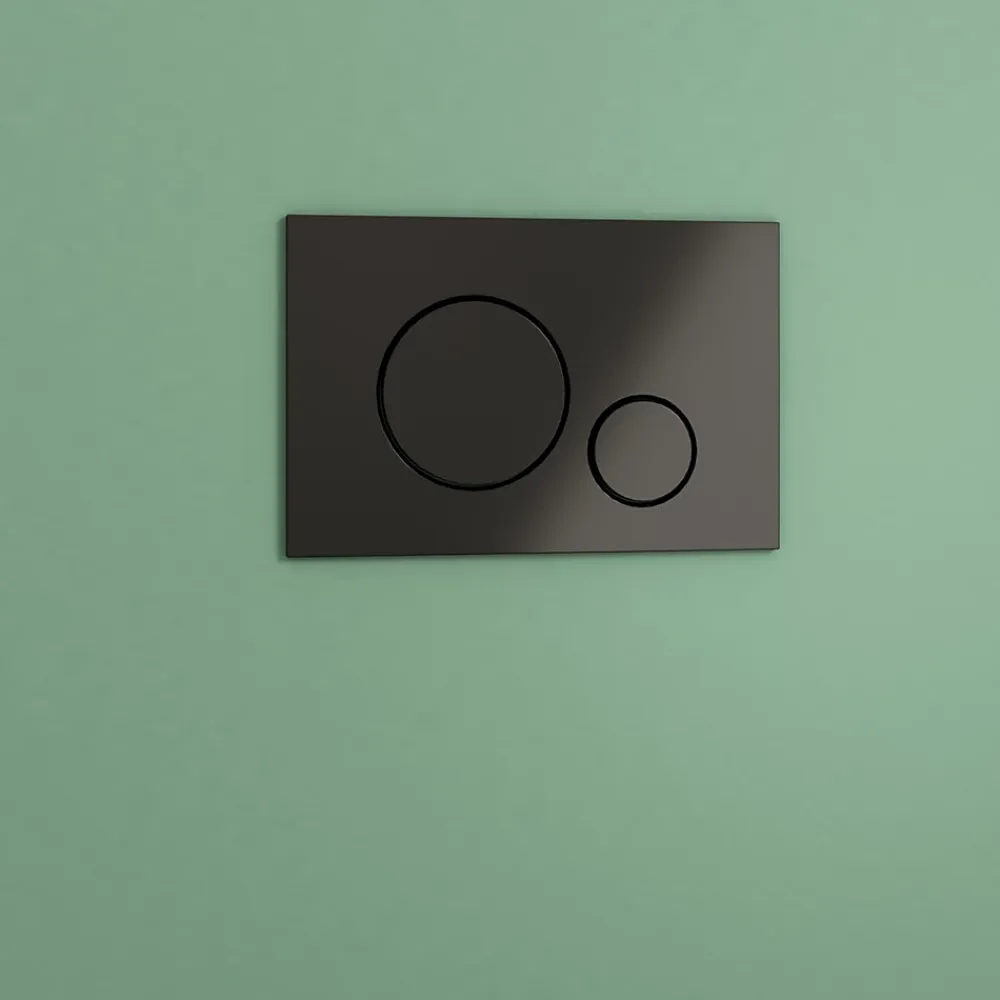Wc Suspendu|GoodHome Plaque de déclenchement WC double touche noir mat