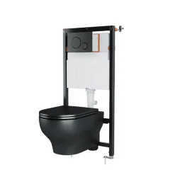 Wc Suspendu|GoodHome Plaque de déclenchement WC double touche noir mat