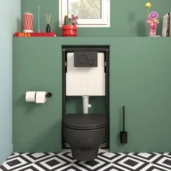 Wc Suspendu|GoodHome Plaque de déclenchement WC double touche noir mat