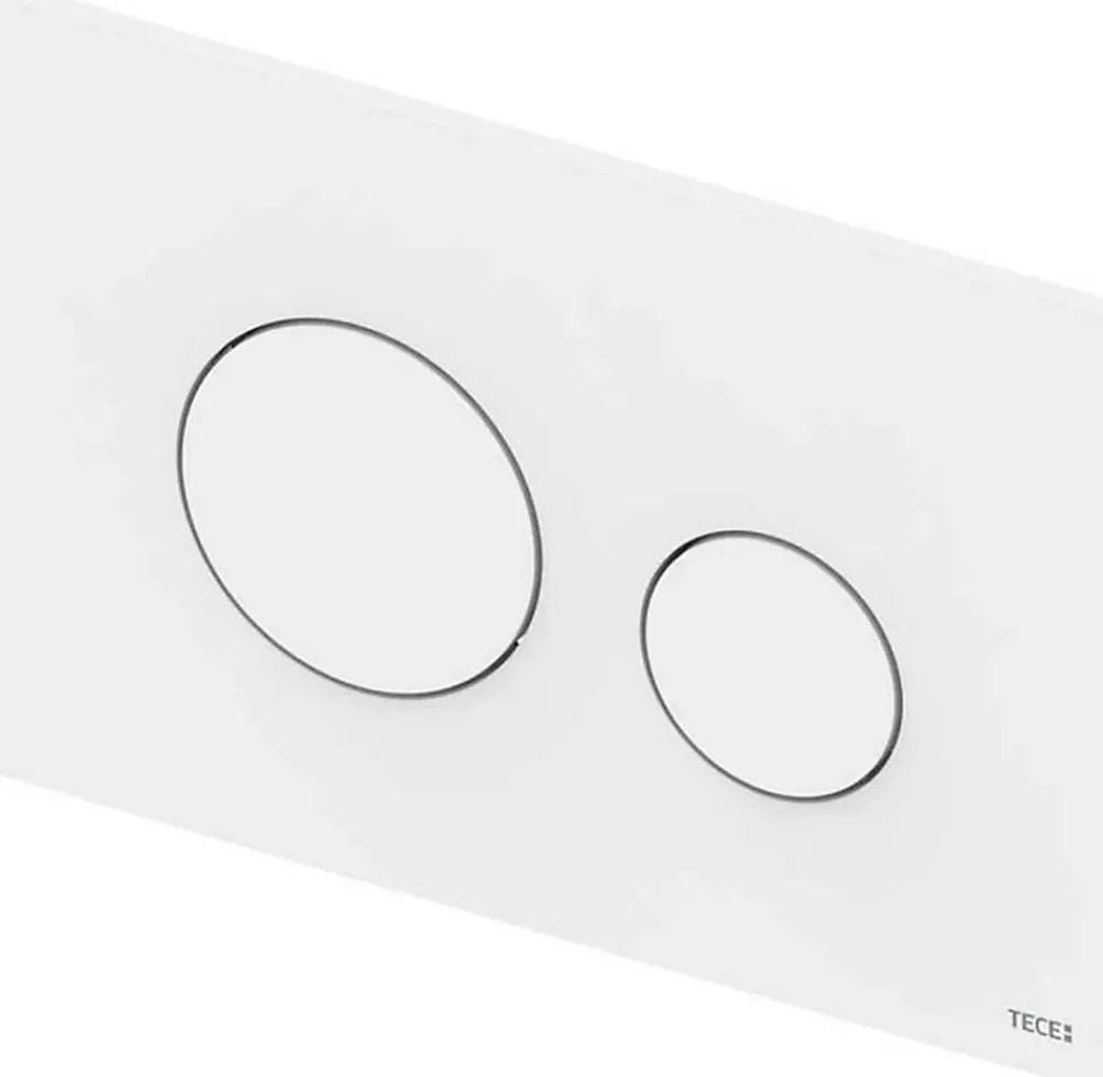 Tece Plaque de déclenchement WC loop double touche - Plaque de déclenchement WC blanche - Plastique