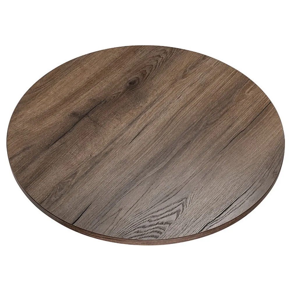KOLM Plateau laminé chêne chocolat rond, diamètre 90 cm, pour bureau, table, table basse
