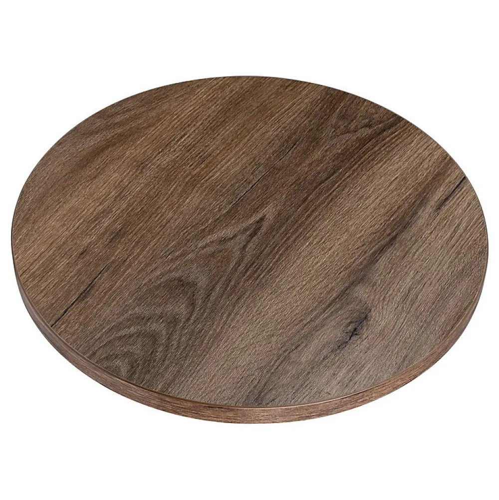 Plan De Travail Buanderie|KOLM Plateau laminé chêne chocolat rond, diamètre 50 cm, pour bureau, table, table basse