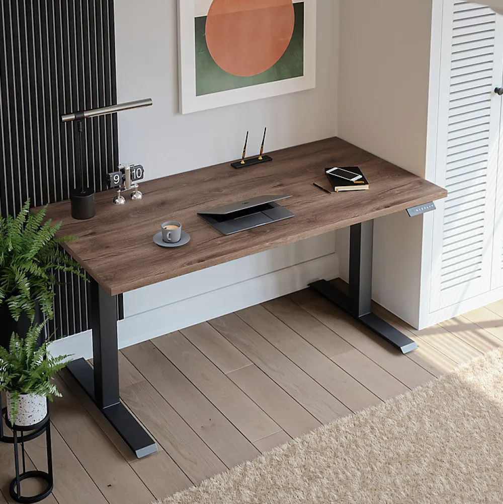 KOLM Plateau laminé chêne chocolat 138 x 68 cm pour bureau, table, table basse